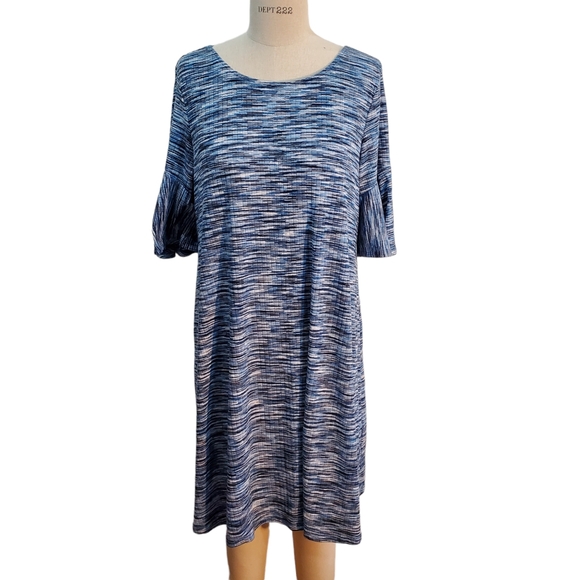 Ronni Nicole Women's Blue Black White Flutter Sleeve Dress Size XL - Picture 7 of 11